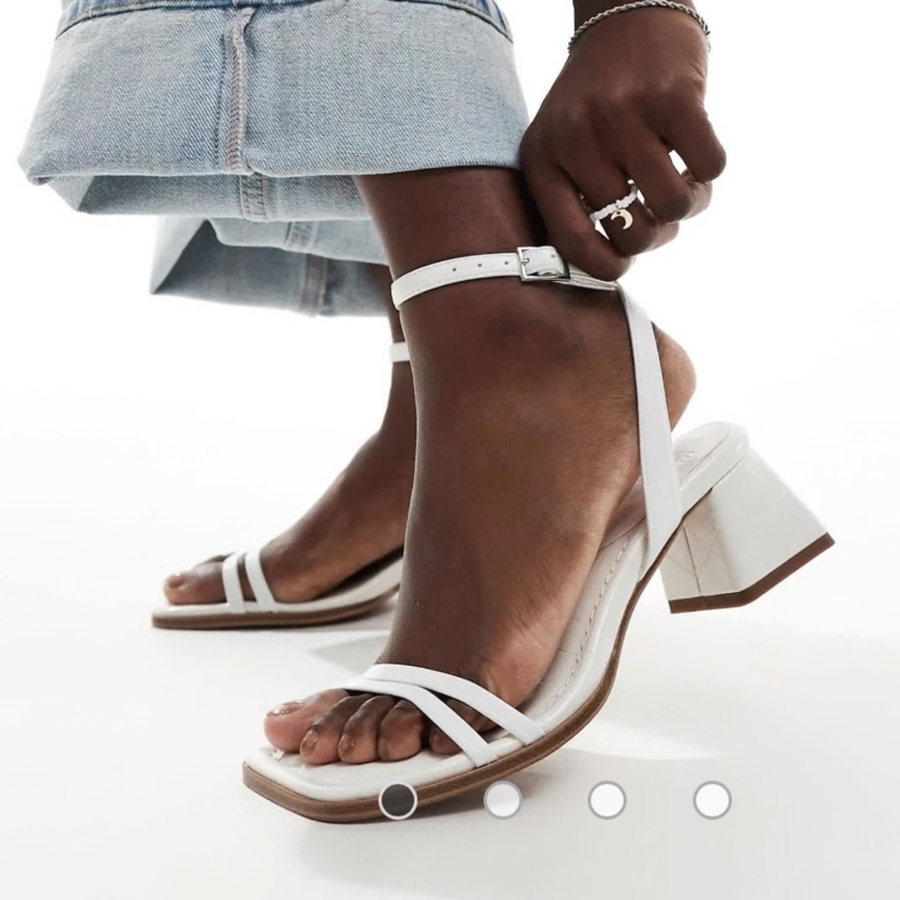 ASOS DESIGN Honeydew mid block heeled sandals in white
